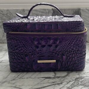 Brahmin's Charmaine Purple Crocodile-Embossed Cosmetic Case